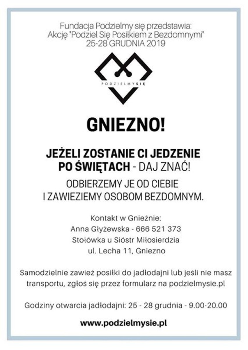 Gniezno: „Podziel się posiłkiem z bezdomnymi”