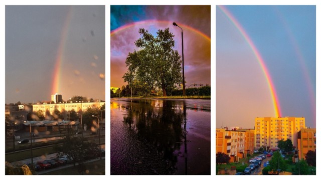 Kiedy światło słoneczne przenika przez kropelki deszczu, woda rozprasza światło białe na składowe o różnych długościach fal (różnych barwach) i oko ludzkie postrzega wielokolorowy łuk - tęczę. W środę 25 maja w godzinach wieczornych nad Bydgoszczą można było obserwować przepiękną tęczę