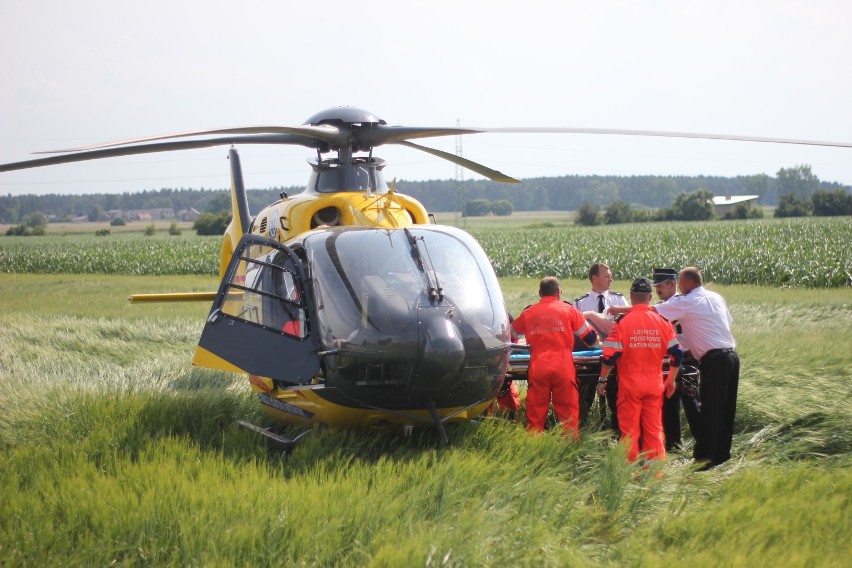 Lądowanie helikoptera ratowniczego w Lutogniewie