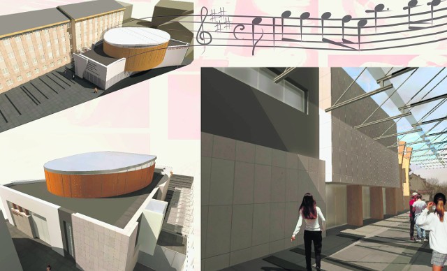 Wizualizacja sali koncertowej, która ma zostać wzniesiona w Żywcu, przy szkole muzycznej.