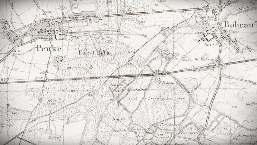 Fragment niemieckiej mapy przedstawiający odcinek linii...
