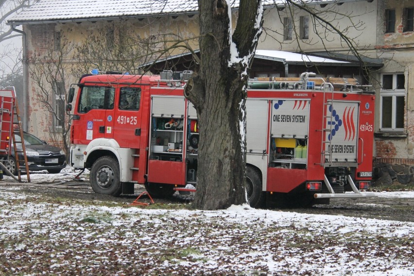 AKTUALIZACJA: Pożar w pałacu w Dusznej Górce. 16-latka zmarła w ostrowskim szpitalu [ZDJĘCIA+FILM]
