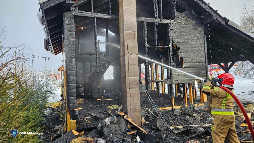 Szybka reakcja służb na pożar domku letniskowego w Miłomłynie – niestety, straty są poważne
