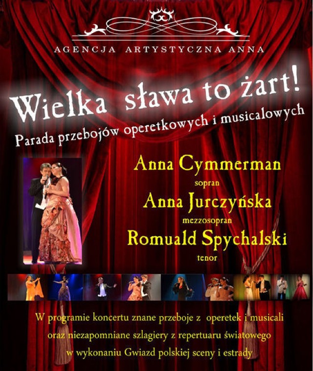 Plakat koncertu "Wielka sława to żart"