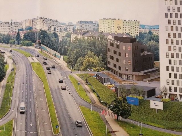 Na wizualizacji, którą przedstawiała Jolanta Kaźmierczak podczas sesji Rady Miasta, widać istniejący pas włączenia i nowe bloki
