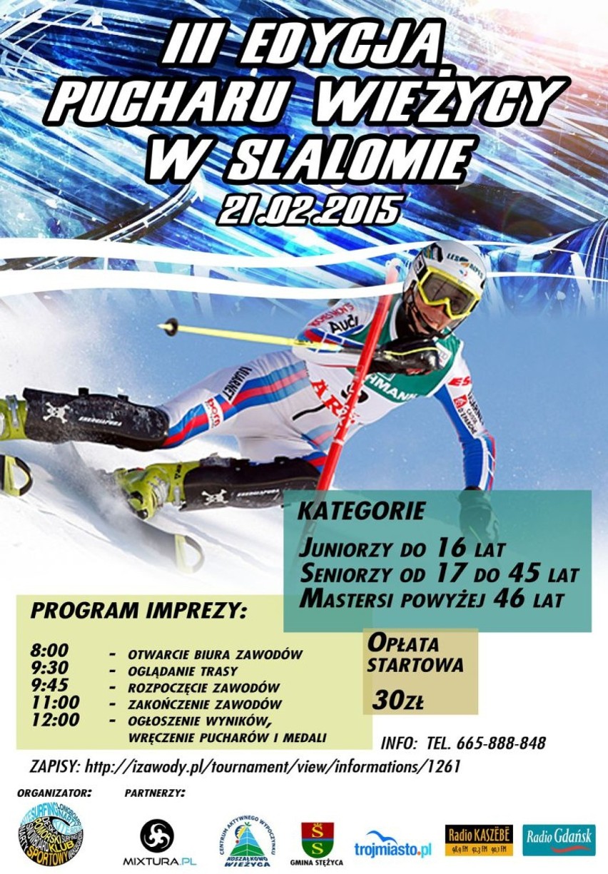 Puchar Wieżycy w Slalomie - w sobotę 21 lutego w Centrum Aktywnego Wypoczynku w Koszałkowie