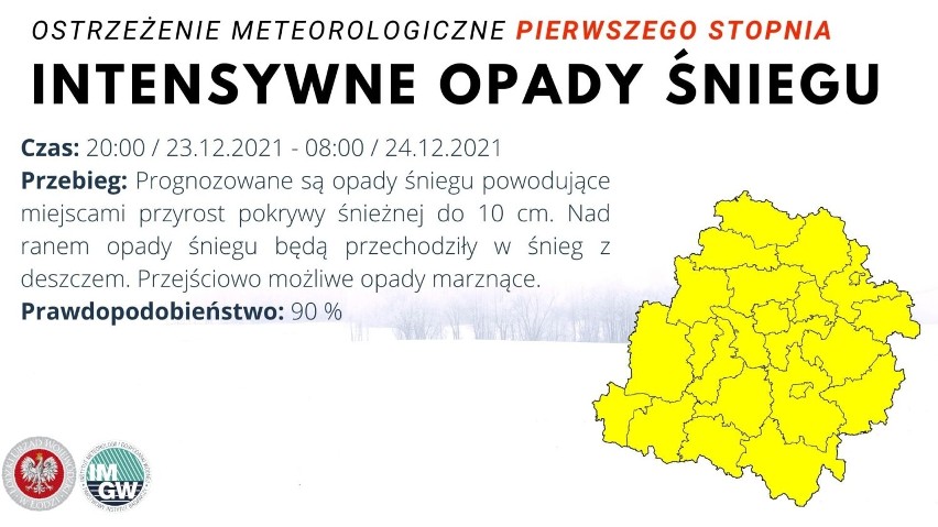 Śnieg i oblodzenie w powiecie tomaszowskim i opoczyńskim. Synoptycy ostrzegają