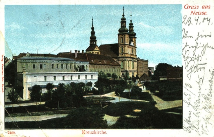 Nysa na przedwojennych pocztówkach - rok 1904. Kościół św....