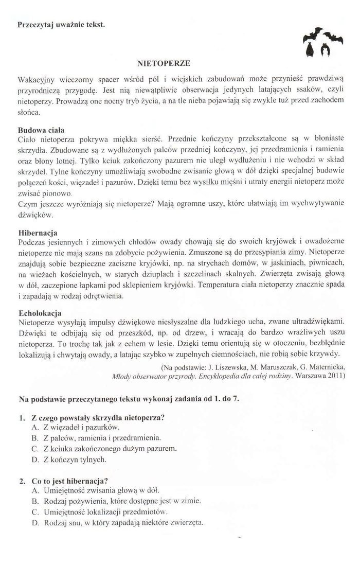 Sprawdzian trzecioklasisty - język polski (arkusz - P1)