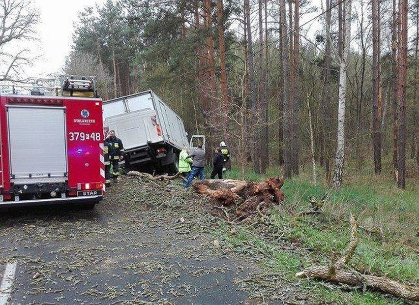 W Skwierzynie samochód ciężarowy zjechał na pobocze i...