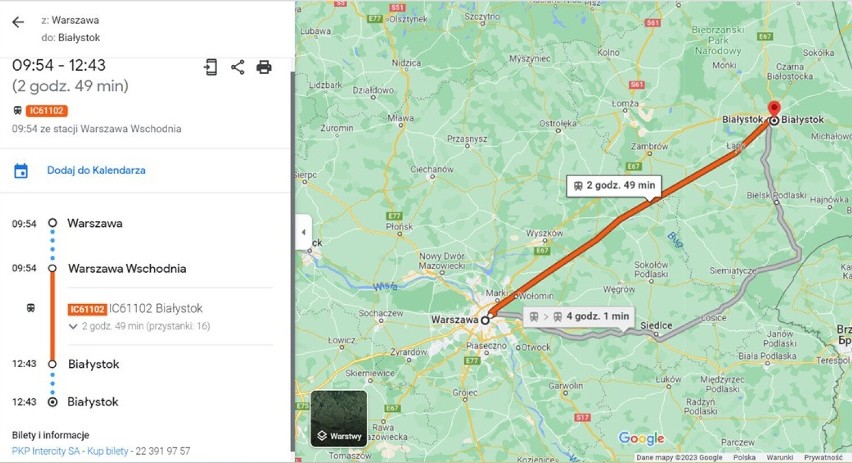 Dzięki współpracy PKP Intercity z Google Maps uproszczony...