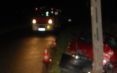 Pijany kierowca wjechał w Krusinie w słup