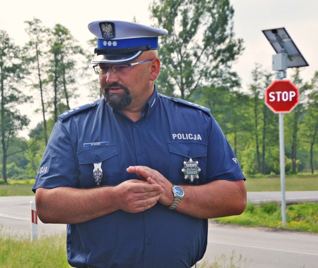 Kom. Marcin Kucner z KPP w Bełchatowie zapewnia, że policjanci często kontrolują prędkość na ul. Piłsudskiego