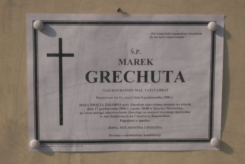 Pogrzeb Marka Grechuty - klepsydra. | Fot. Damian Klamka.