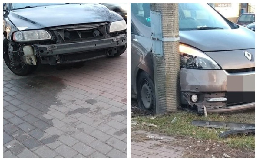 Zderzenie trzech samochodów na skrzyżowaniu ulic Wieniecka - Rysia we Włocławku [zdjęcia]