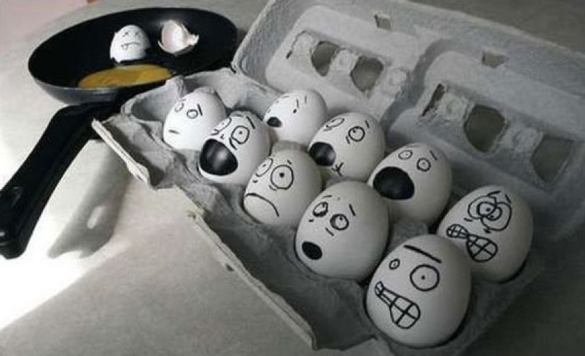 Zabawne obrazki z jajkami w rai głównej