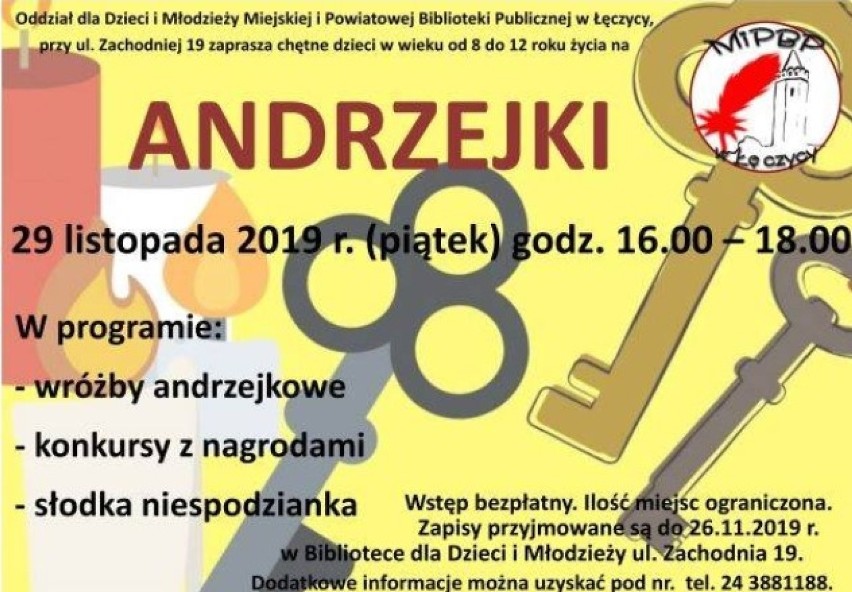 Andrzejki 2019 w bibliotece w Łęczycy         