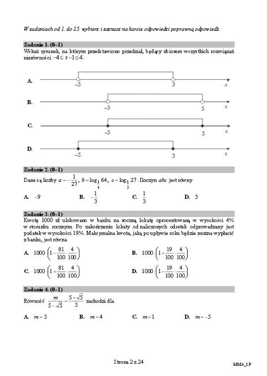 Matura 2015 matematyka [ARKUSZE z liceum] [poziom...