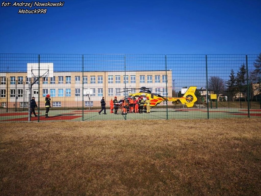 Tragedia w Kłobucku. Zapalił się mężczyzna. Przyleciał po niego śmigłowiec 