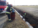 Strażacy usuwali plamę oleju w rowie [ZDJĘCIA]