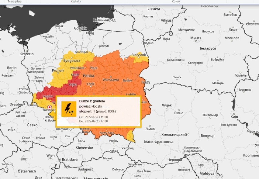 Burze z gradem na zachodzie Dolnego Śląska 23.07.2023