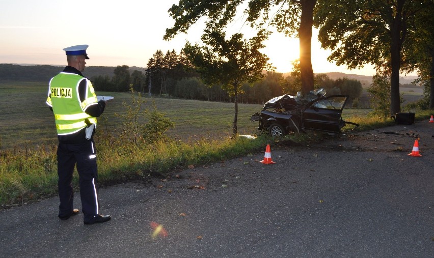 Wypadek koło Ząbinowic. Auto rozpadło się