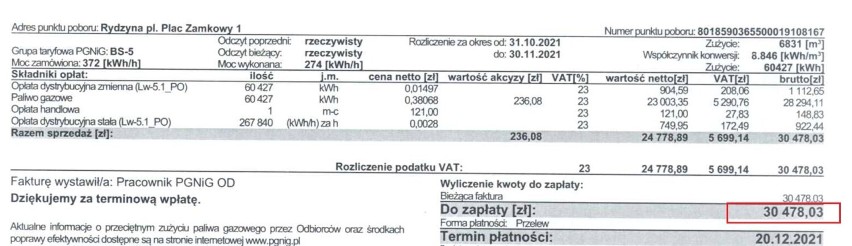 Horrendalny rachunek za gaz - Zamek w Rydzynie dostał podwyżkę o 164 procent