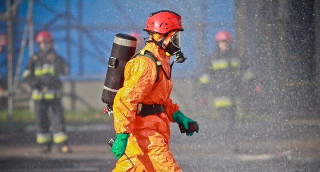 Ćwiczenia straży pożarnej, policjij, straży miejskiej i zakładowych służb Dalkii Łódź w EC3