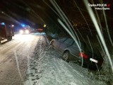 Kierowca BMW wpadł w poślizg i wylądował w rowie. Nikt nie ucierpiał