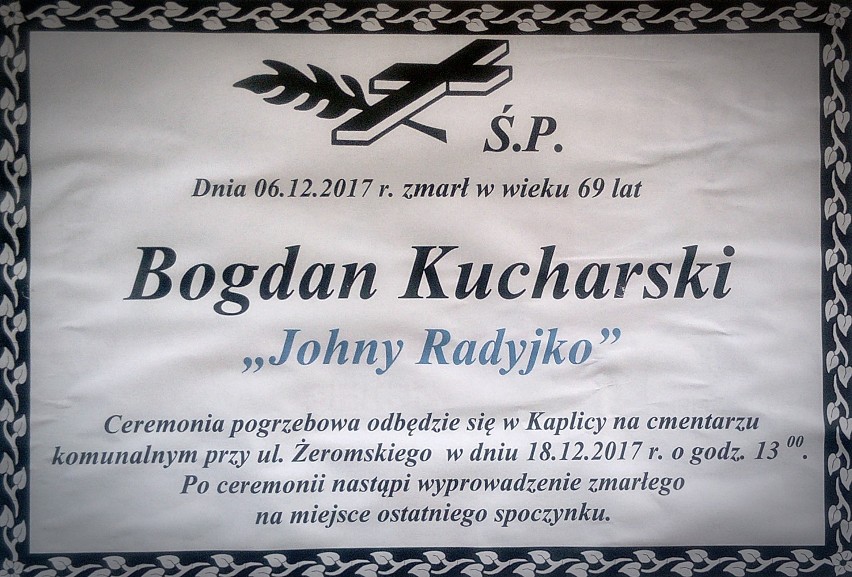 Bogdan Kucharski, czyli popularny „Johny Radyjko” 1948-2017