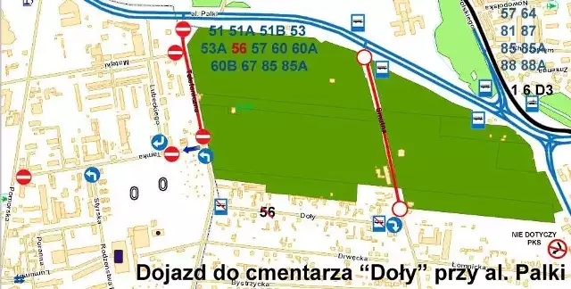 1 listopada 2012 roku - organizacja ruchu wokół cmentarza Doły w Łodzi.