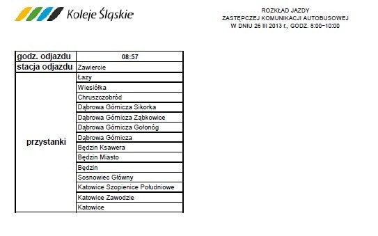 Koleje Śląskie mają nowy rozkład jazdy na 26 marca 2013 r.