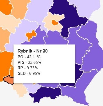 Wyniki wyborów 2011: Województwo śląskie dla PO 44,3 proc. [INFOGRAFIKI] 