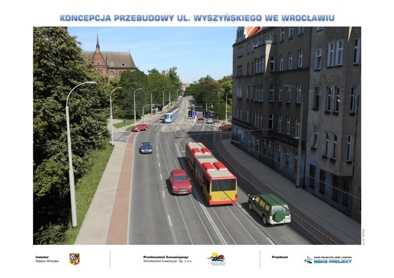 Tak ma wyglądać ulica Wyszyńskiego. Tramwaje pojadą tędy do Jedności (WIZUALIZACJE)