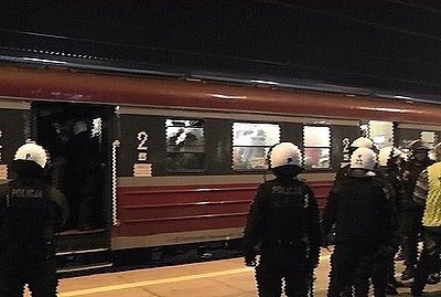 Zadyma Widzewiaków z policją w Katowicach [FILM Z AWANTURY]
