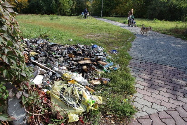 Worki ze śmieciami leżały przy szkole na ul. Strzelców, tak długo, aż ktoś je spalił