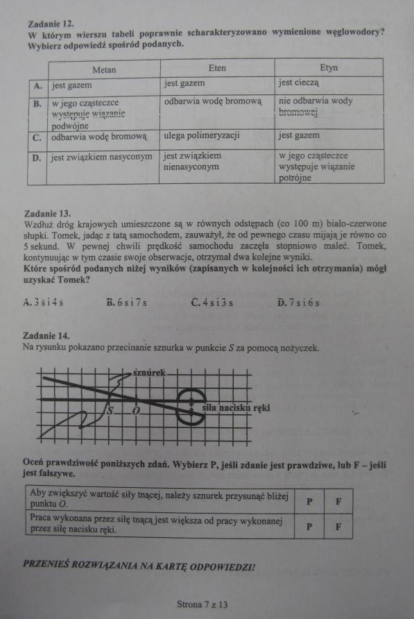 Egzamin gimnazjalny 2012: Test z przedmiotów przyrodniczych [ARKUSZE, ODPOWIEDZI]