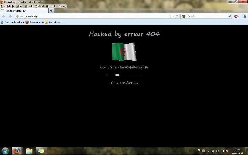 Strona internetowa Parku Śląskiego zaatakowana przez algierskich hakerów
