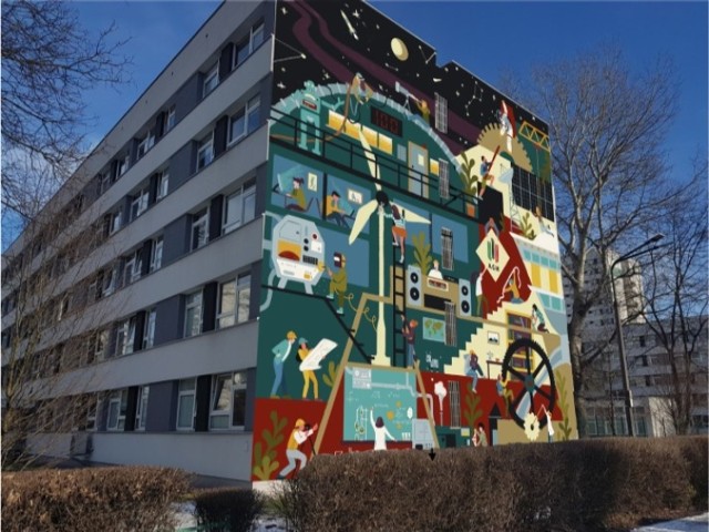 Zwycięski projekt muralu na 100-lecie AGH autorstwa Anny Wardęgi