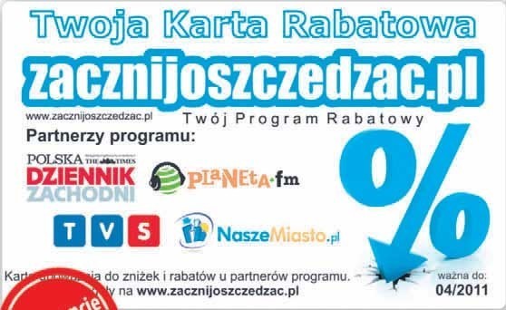 W piątek 9 kwietnia, Twoja Karta Rabatowa zostanie dołączona do tygodników lokalnych "Polski Dziennika Zachodniego"