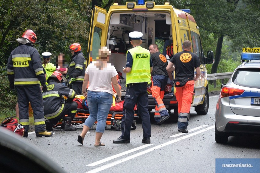 Wypadek na drodze Włocławek - Brześć Kujawski. Potrącenie pracownika służb drogowych [zdjęcia, wideo]