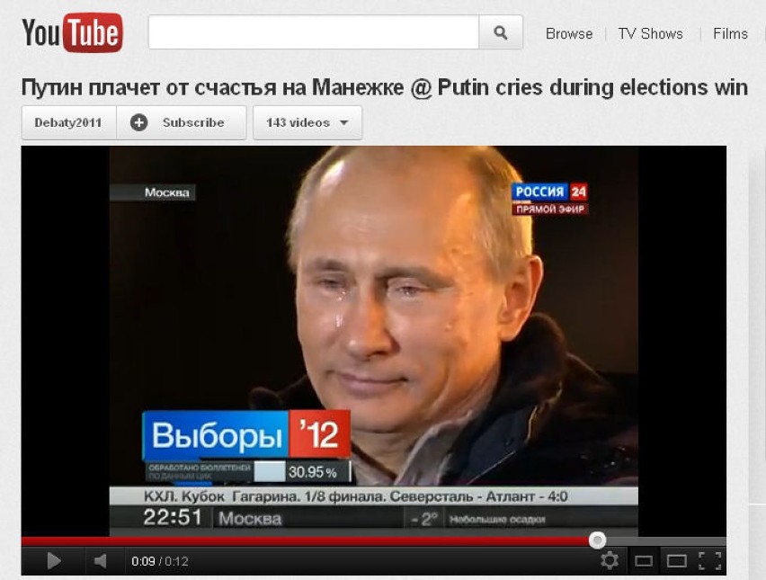 Wybory w Rosji: Putin wygrywa i płacze ze szczęścia. Zobacz film!