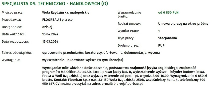 Te firmy z Tarnowa i regionu szukają osób do pracy. Zobaczcie, najatrakcyjniejsze oferty zatrudnienia z Powiatowego Urzędu Pracy w Tarnowie