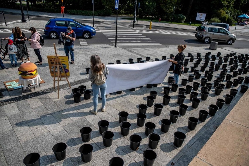 Na chodniku obok bramy pałacowej stanęły wiaderka i wielki...