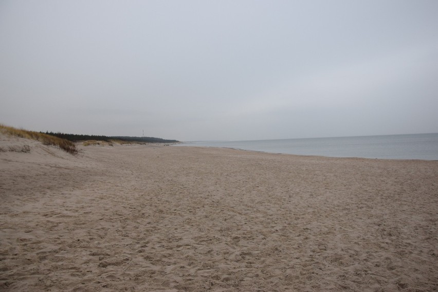 Plaża zachodnia w Ustce w Nowy Rok.