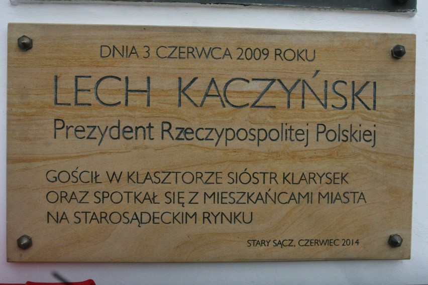 Stary Sącz – Tablica w piątą rocznicę wizyty prezydenta RP Lecha Kaczyńskiego