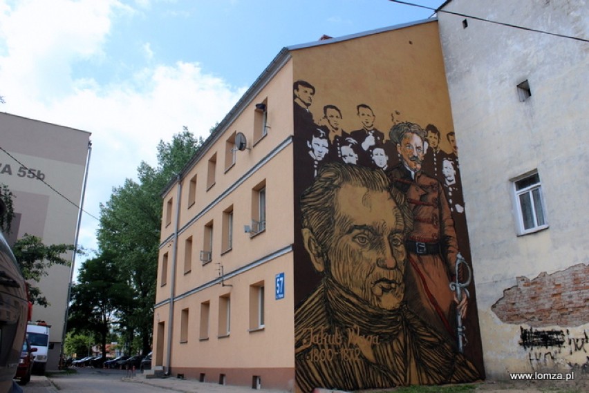 Mural przy ul. Polowej 57, gdzie przedstawiony został Jakub...