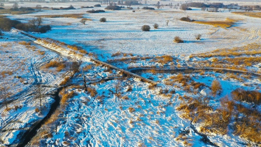 Zima 2024. Zdjęcia śródlądowej delty rzeki Nidy wykonane z...