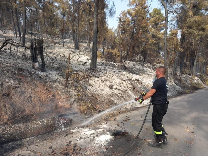 Strażacy z Legnicy pomagają w walce z pożarami w Grecji. Są na greckiej wyspie Evia, gdzie sytuacja pożarowa jest najtrudniejsza [ZDJĘCIA]