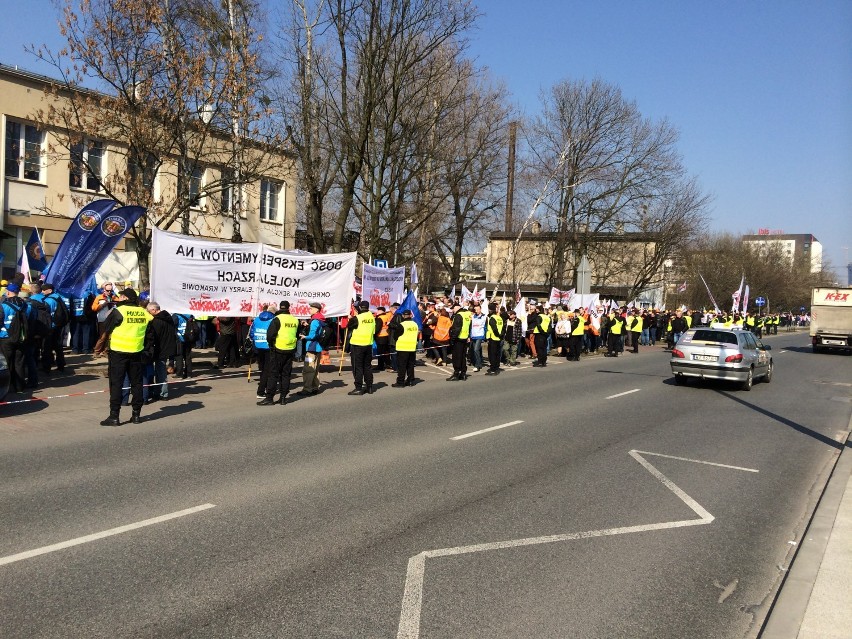 Protest kolejarzy w Warszawie